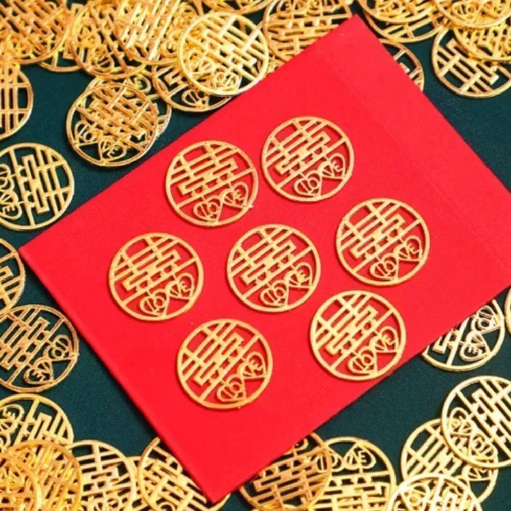 20 Pcs Double Happiness Love Coins Chinese Traditional Wedding Gold Decorative